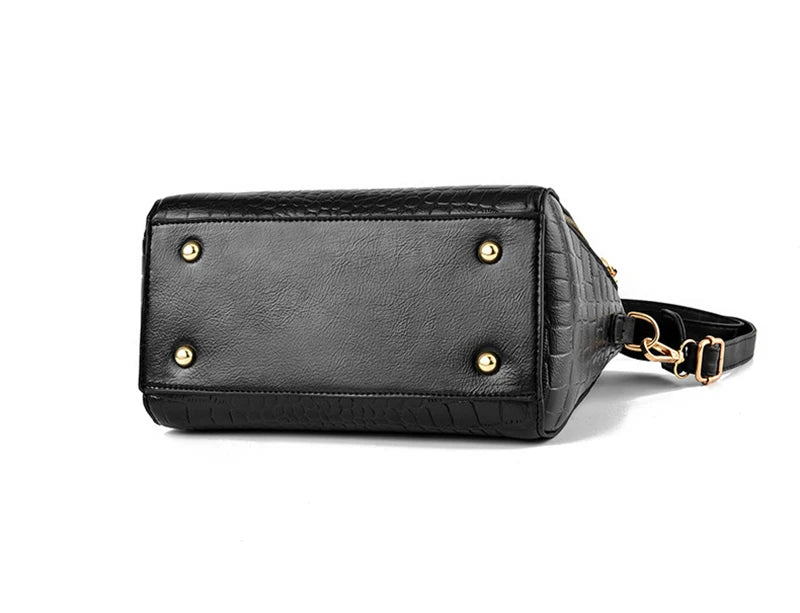 Crocodile-Pattern PU Tassel Handbag