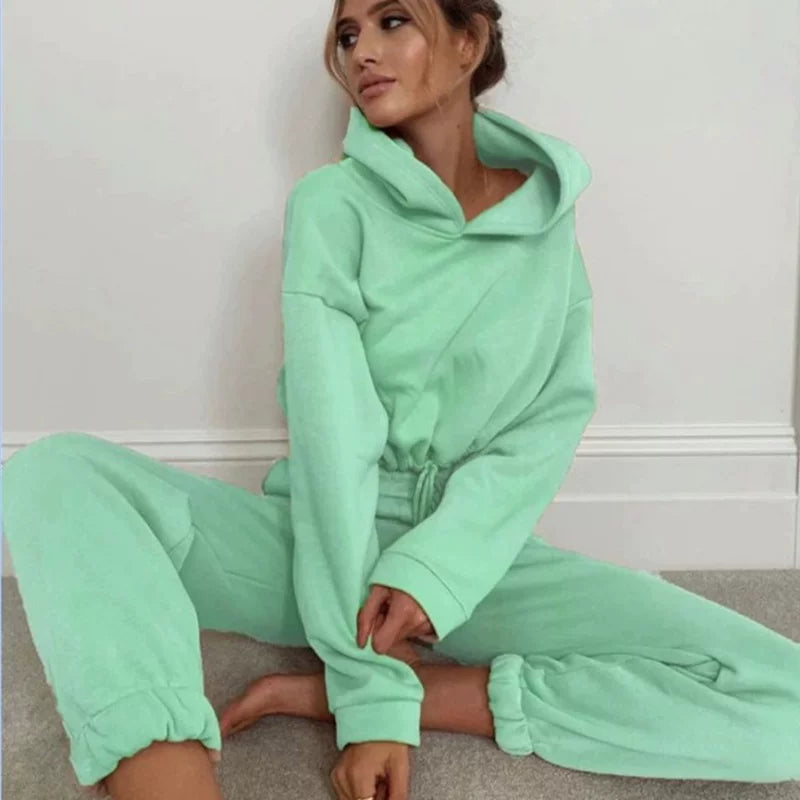 Women's Hooded Top & Pants Two-Piece Set