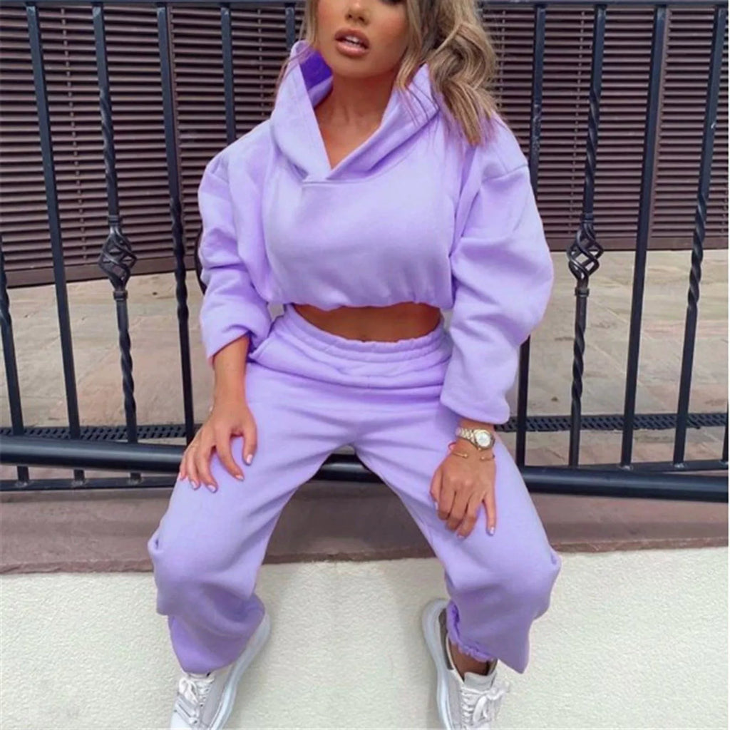 Women's Hooded Top & Pants Two-Piece Set