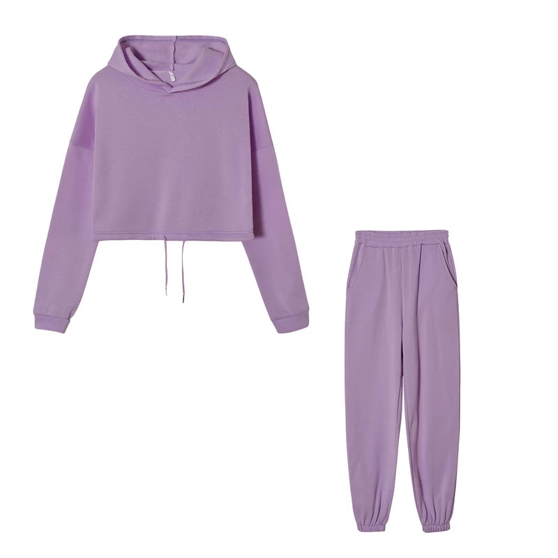 Women's Hooded Top & Pants Two-Piece Set
