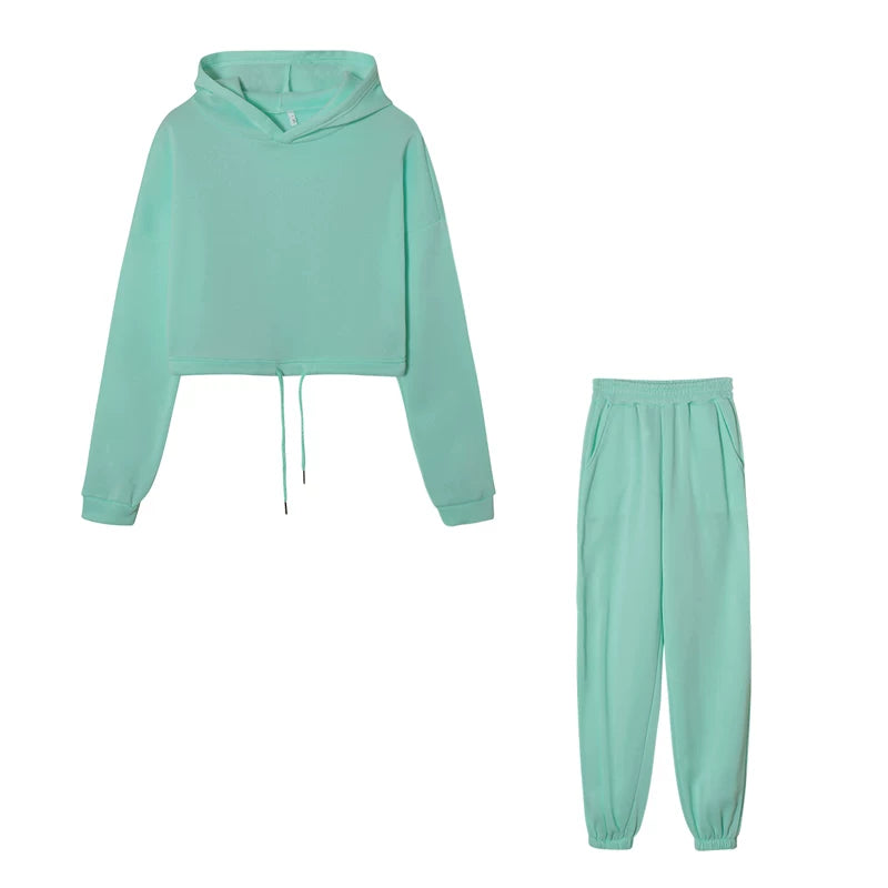 Women's Hooded Top & Pants Two-Piece Set