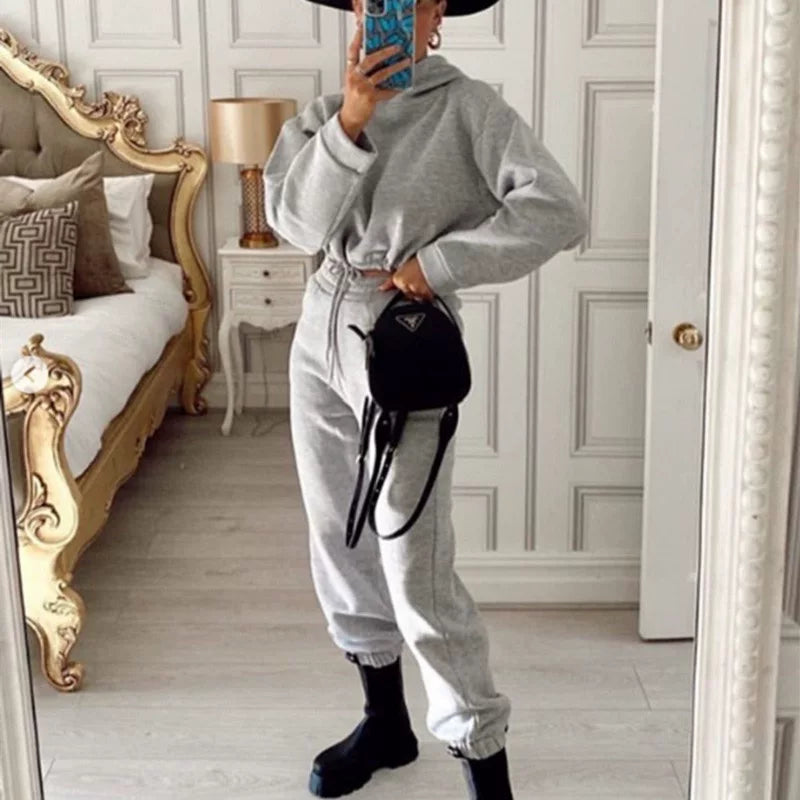 Women's Hooded Top & Pants Two-Piece Set