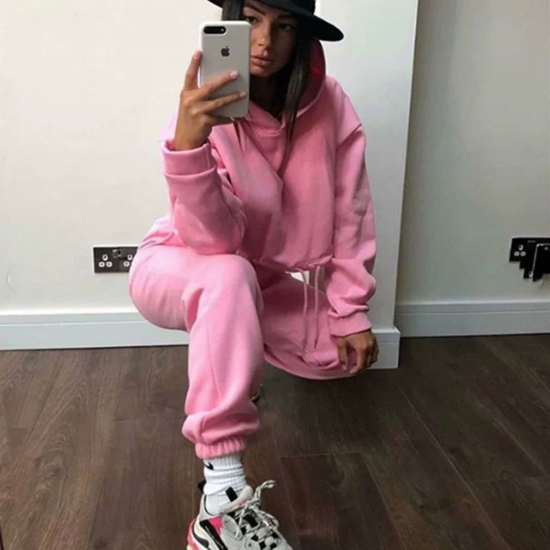 Women's Hooded Top & Pants Two-Piece Set