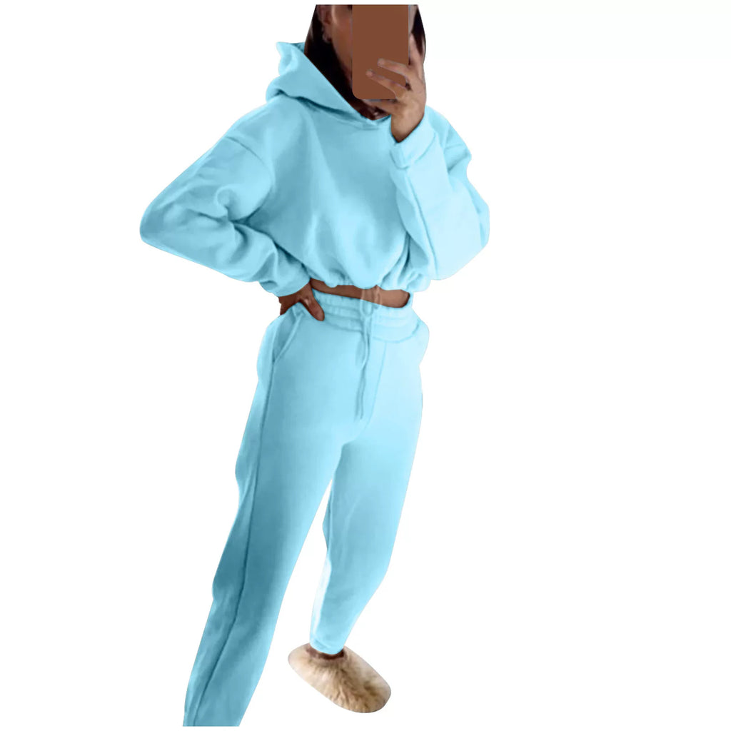 Women's Hooded Top & Pants Two-Piece Set
