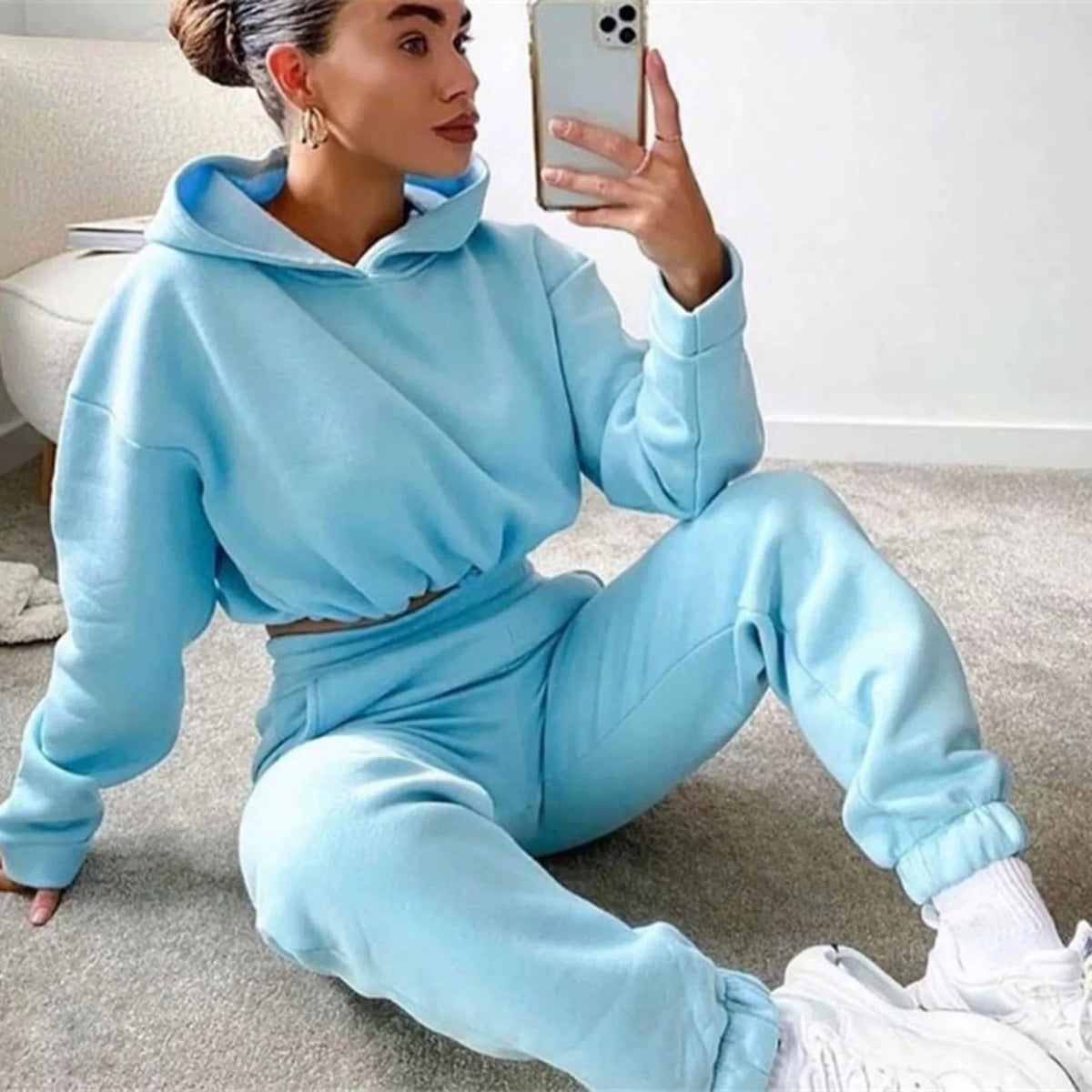 Women's Hooded Top & Pants Two-Piece Set