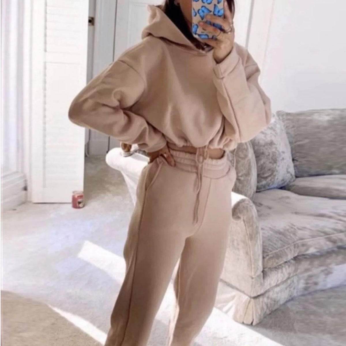Women's Hooded Top & Pants Two-Piece Set
