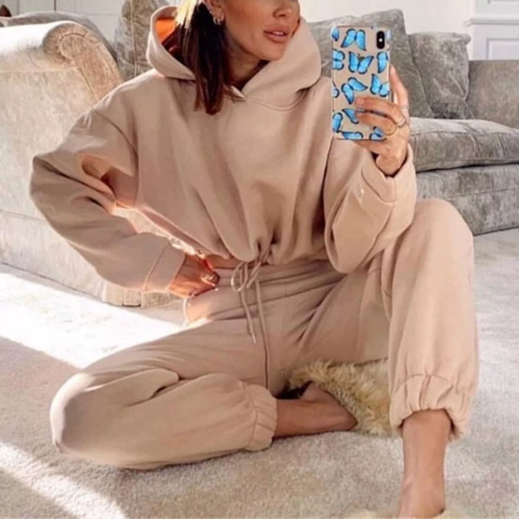 Women's Hooded Top & Pants Two-Piece Set