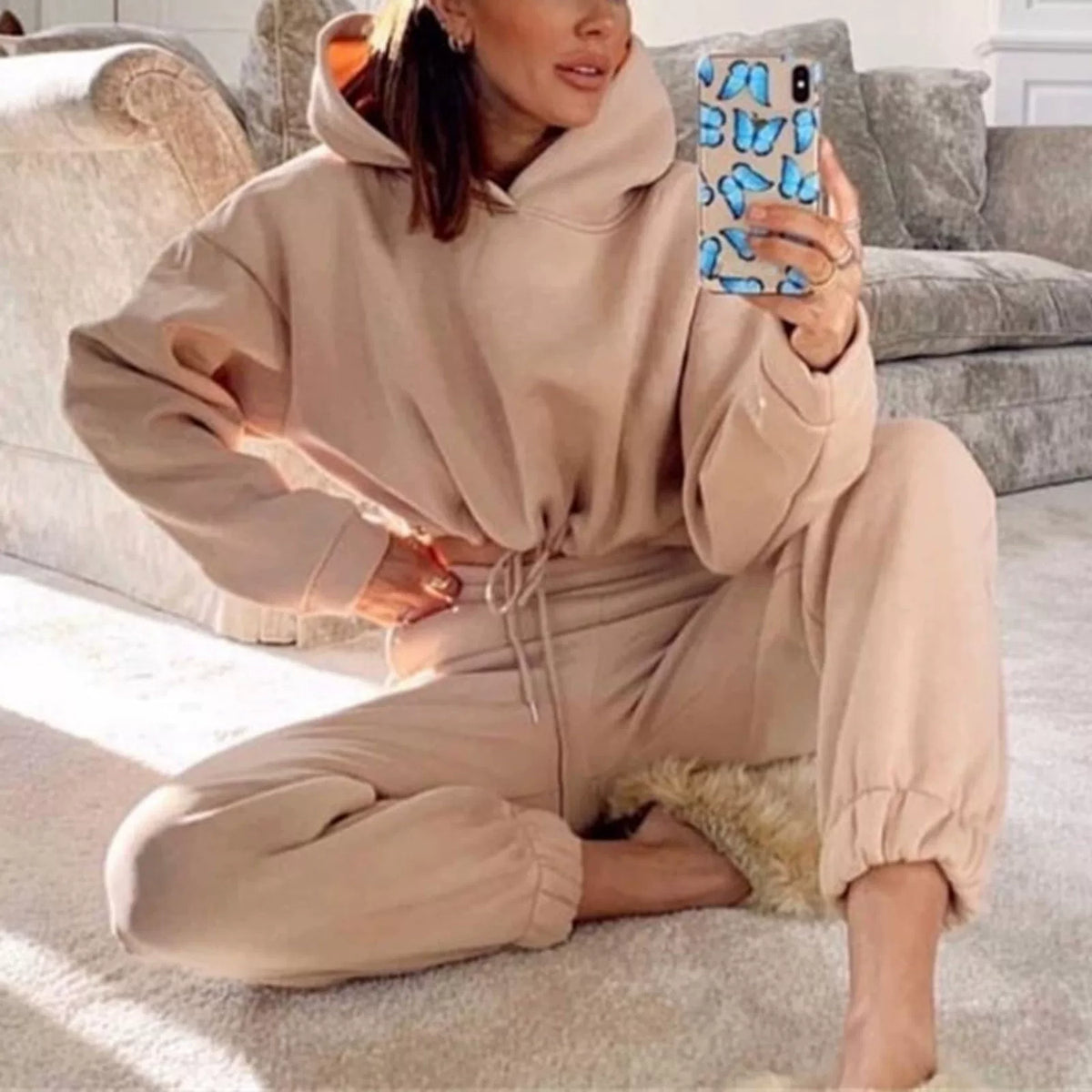 Women's Hooded Top & Pants Two-Piece Set