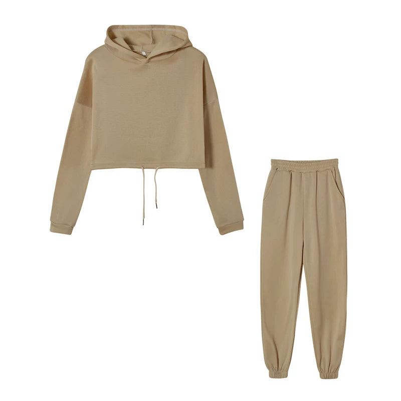 Women's Hooded Top & Pants Two-Piece Set