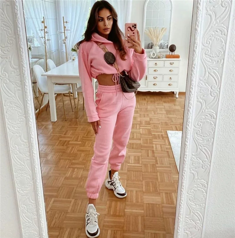 Women's Hooded Top & Pants Two-Piece Set