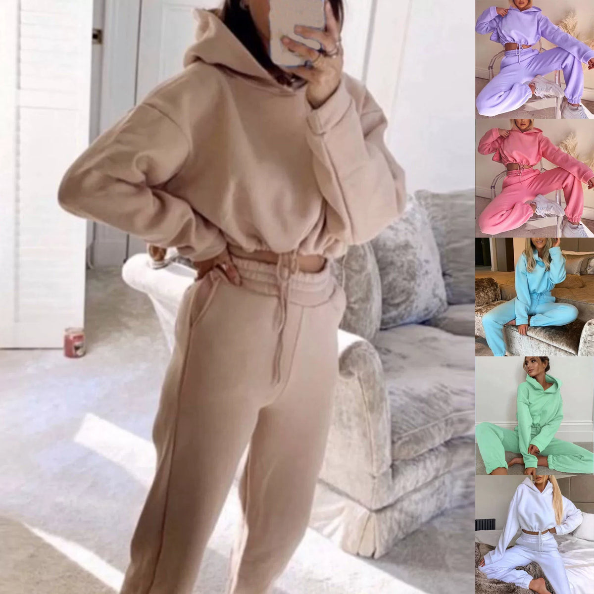 Women's Hooded Top & Pants Two-Piece Set