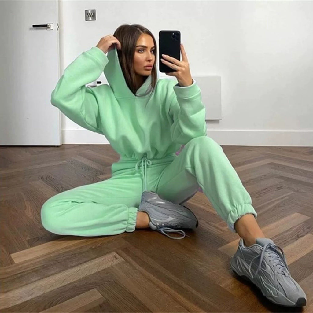 Women's Hooded Top & Pants Two-Piece Set