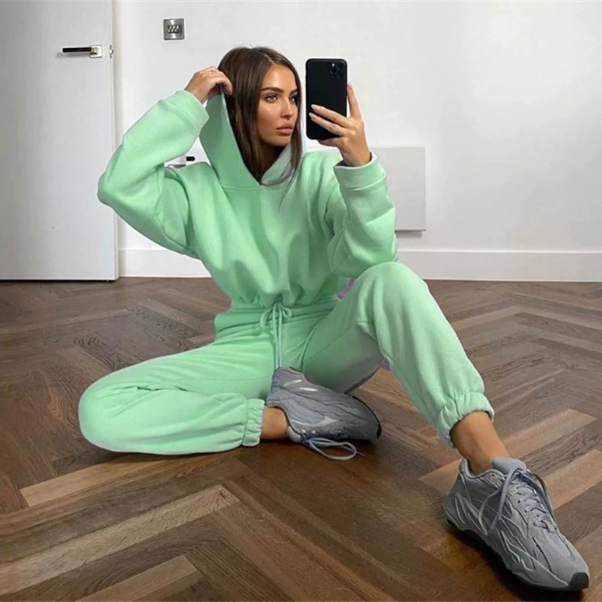 Women's Hooded Top & Pants Two-Piece Set
