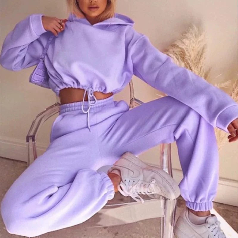 Women's Hooded Top & Pants Two-Piece Set