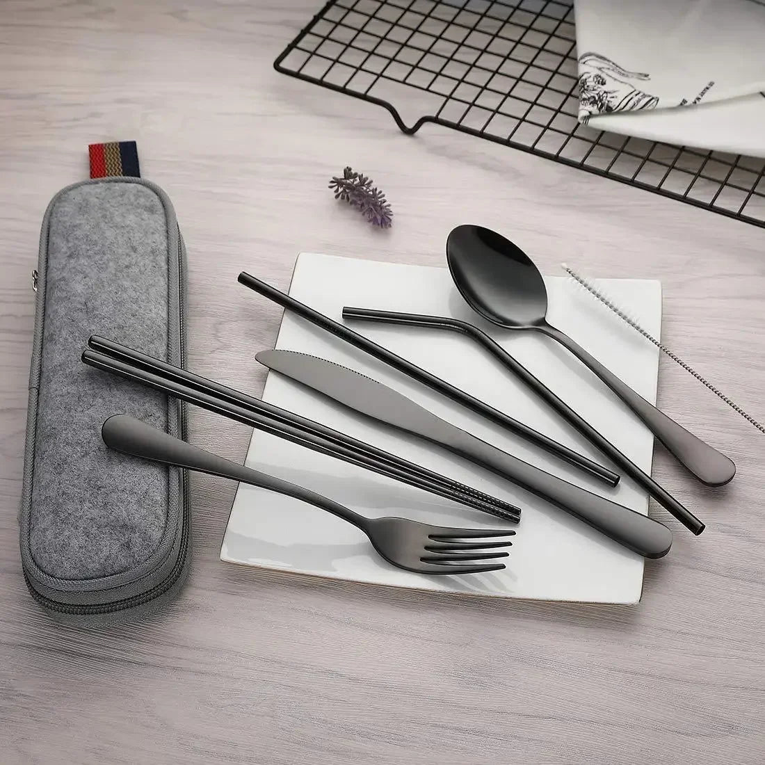 Portable Stainless Steel Travel Cutlery — 8-Piece Set