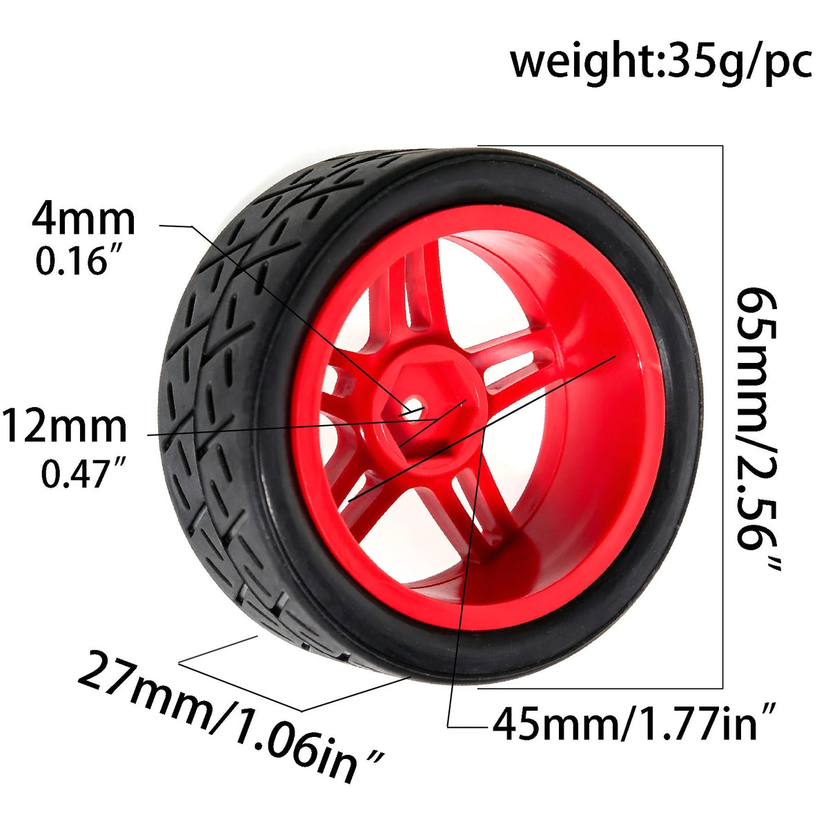 1:10 RC Car Tires & Wheels – Set of 4, 12 mm Hex