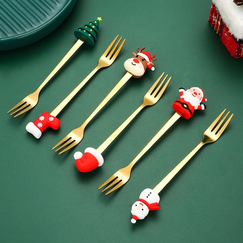 Christmas Stainless Steel Fork and Spoon Sets
