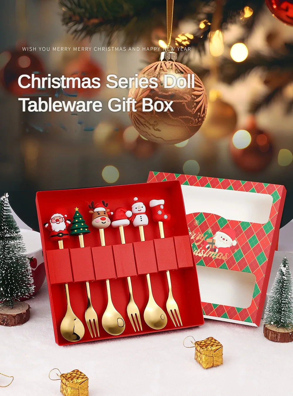 Christmas Dessert Spoon & Fork Gift Sets