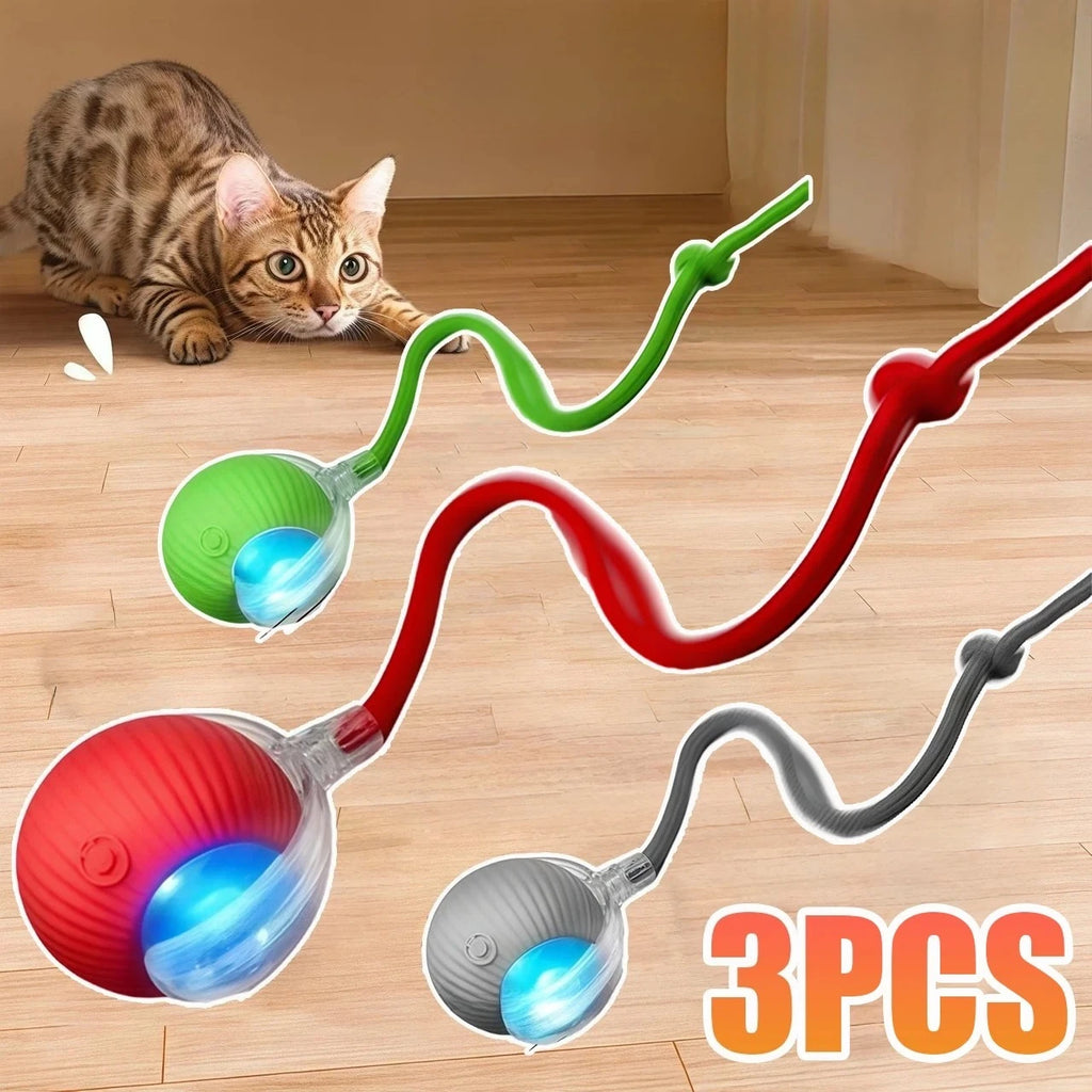 Rechargeable Rolling Cat Ball with Faux Tail