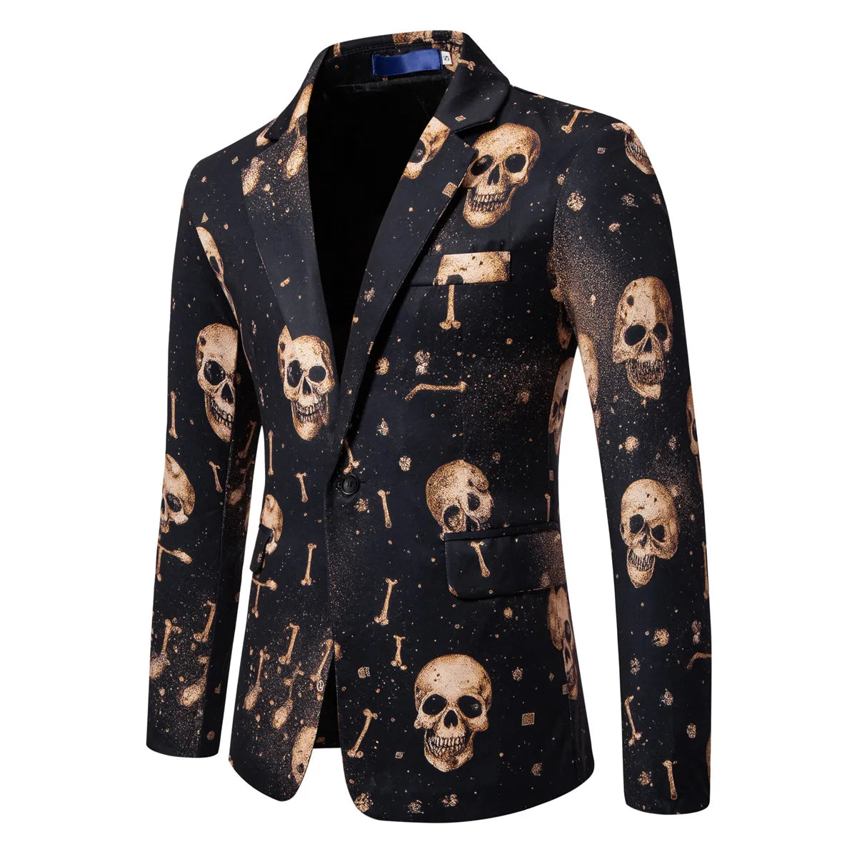 Men's Skull-Print Two-Piece Party Suit