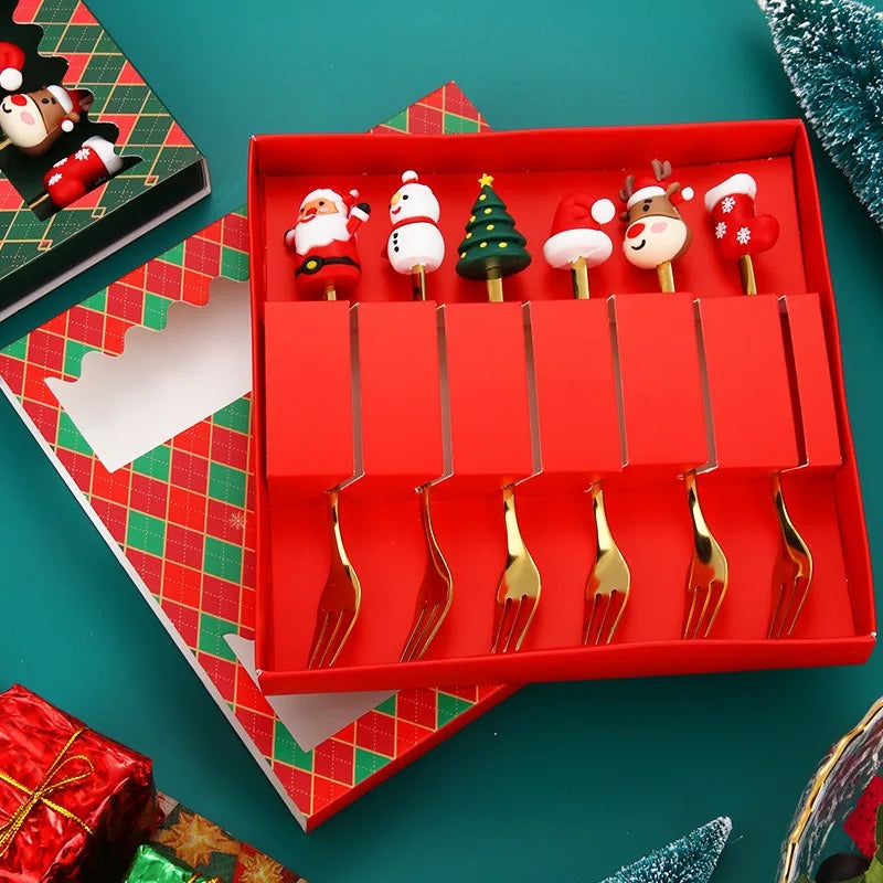 Christmas Dessert Spoon & Fork Gift Sets