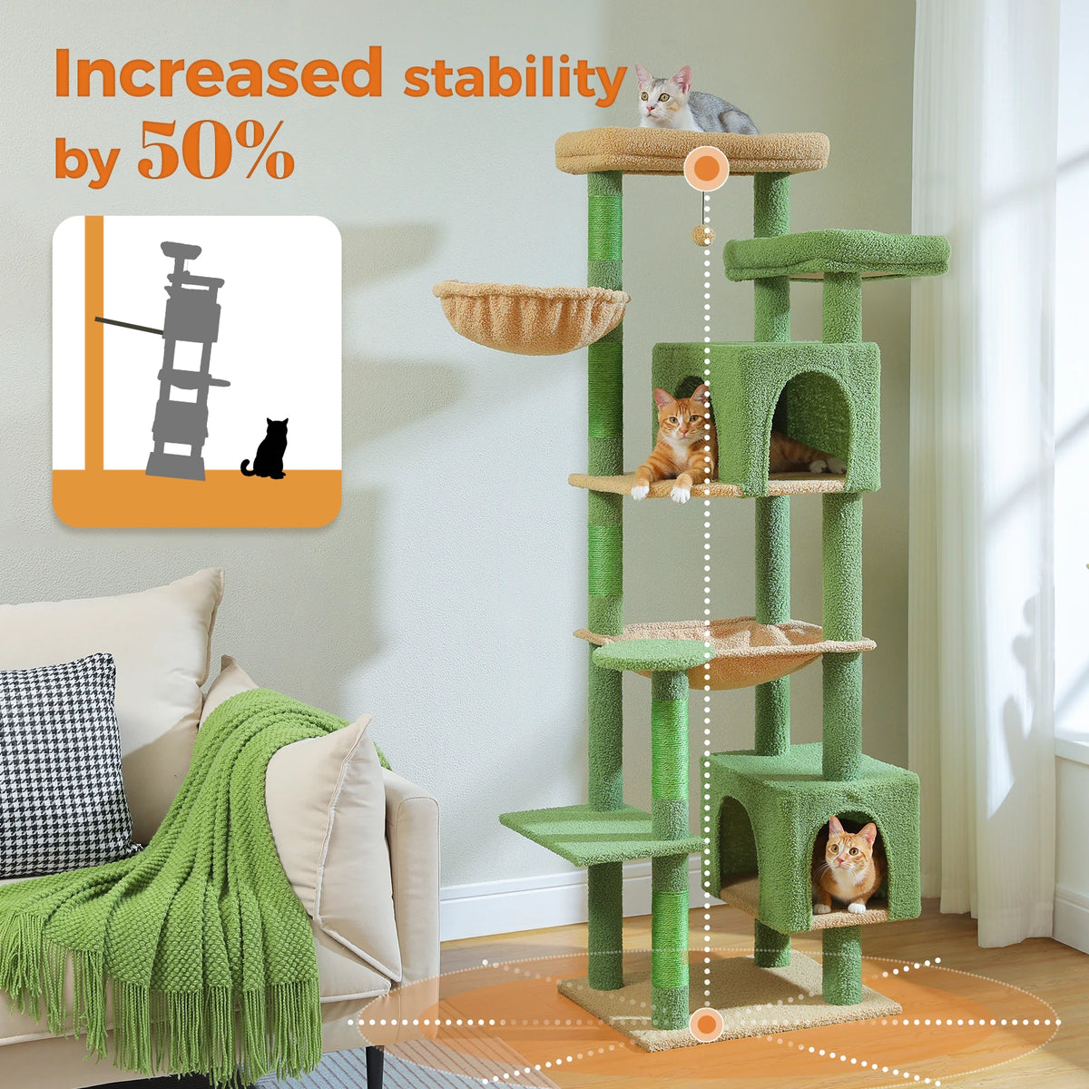 Tall Cat Tree for Indoor Cats Big Cat Tower with Super Large Hammock Cat Climbing Tree with Scratching Posts Condo House Black Whispering Desires Shoppe