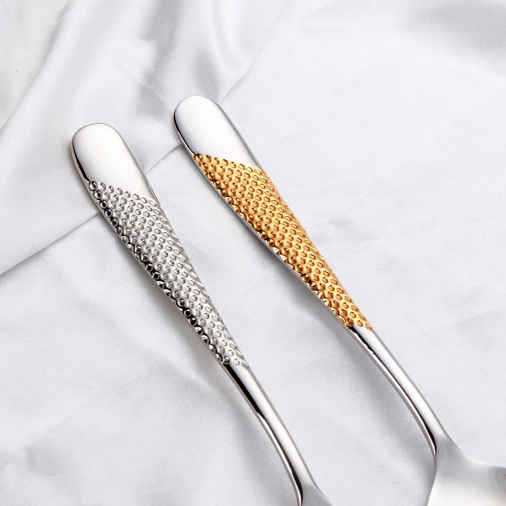 Hammered-Handle Stainless Steel Dinner Forks