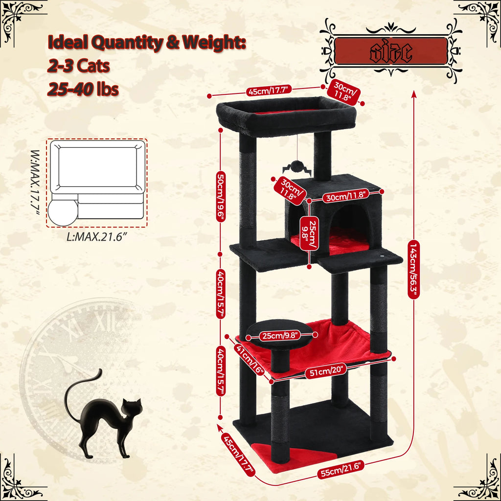 Gothic Cat Tree with Hammock & Condo