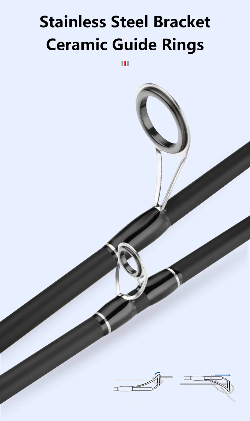 Carbon Fishing Rod with Two Tips — 1.8, 2.1 or 2.4 m