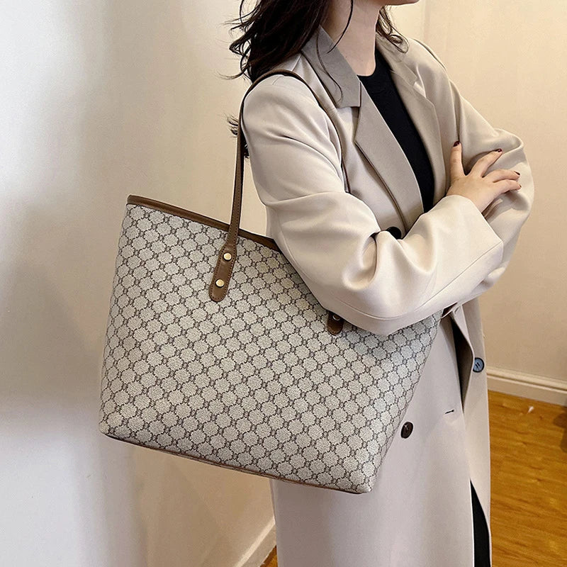 Women's PU Shoulder Tote with Zipper Closure