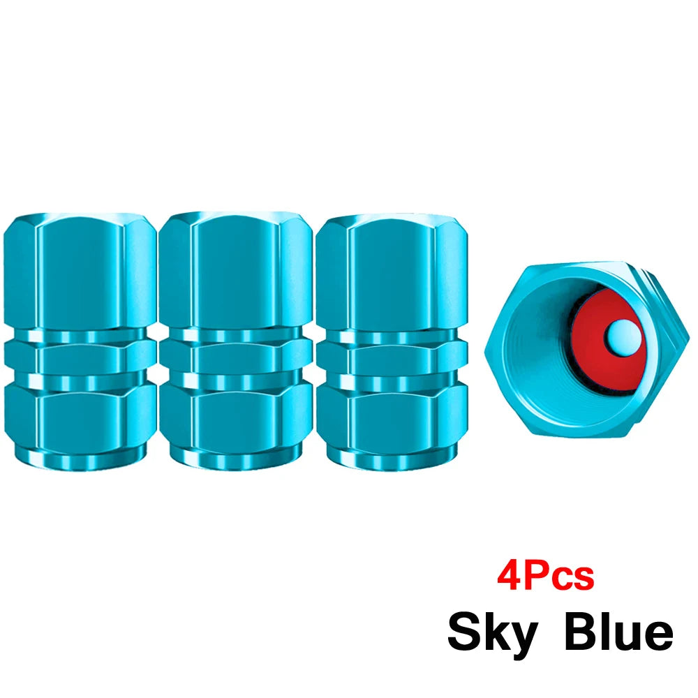 Aluminum Tire Valve Caps with Rubber Seals – Set of 4