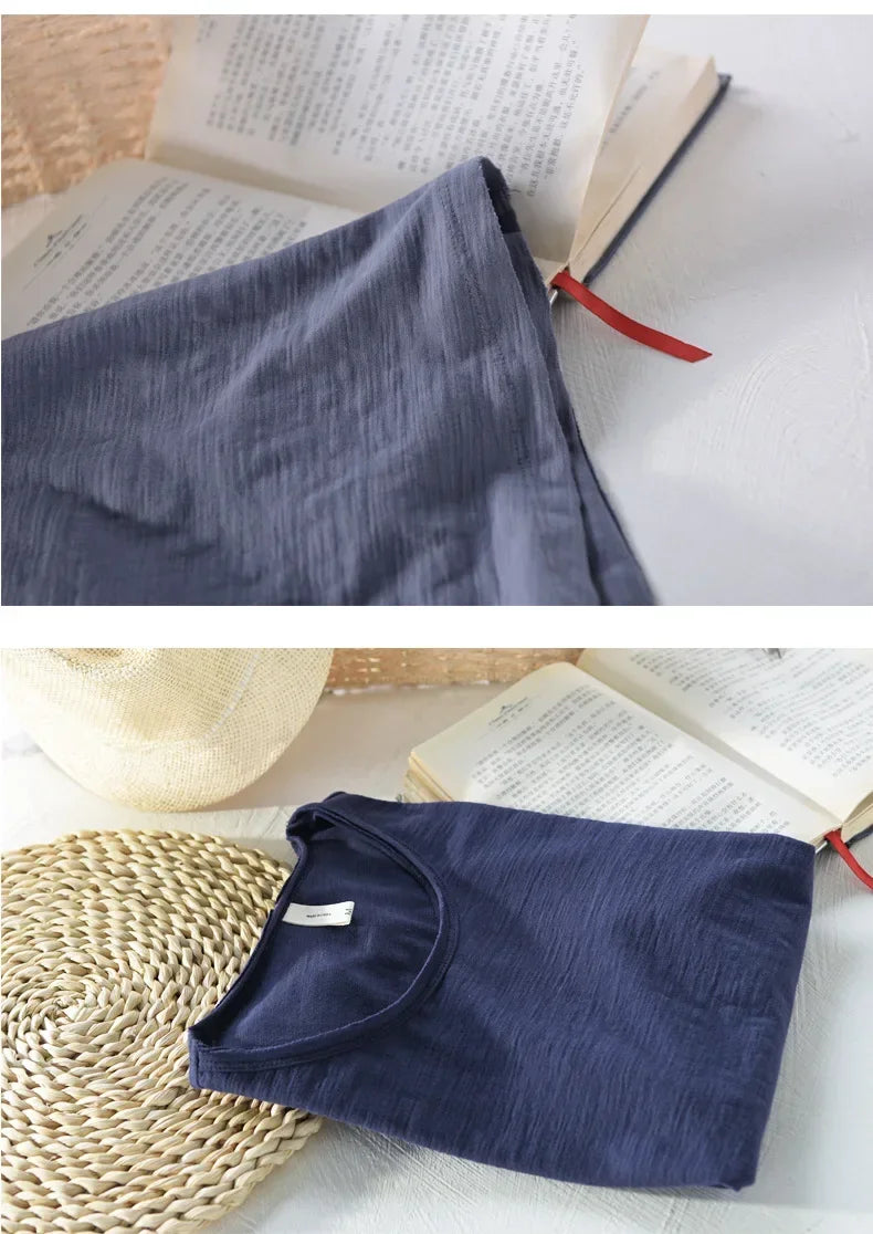 Men's Cotton Raw-Edge Crewneck T-Shirt