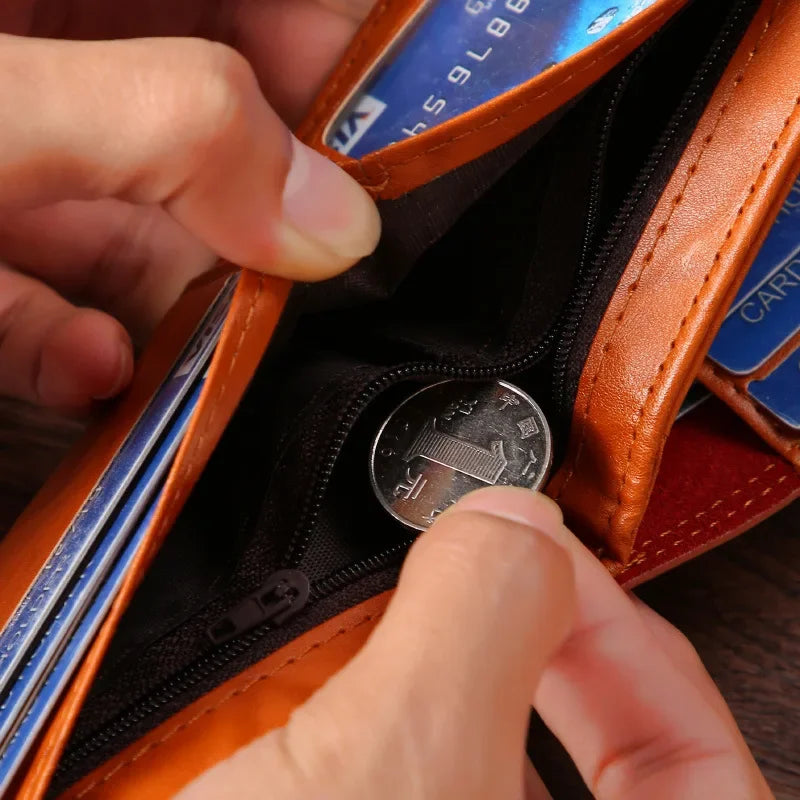 Men's Dollar-Print Card & Coin Wallet