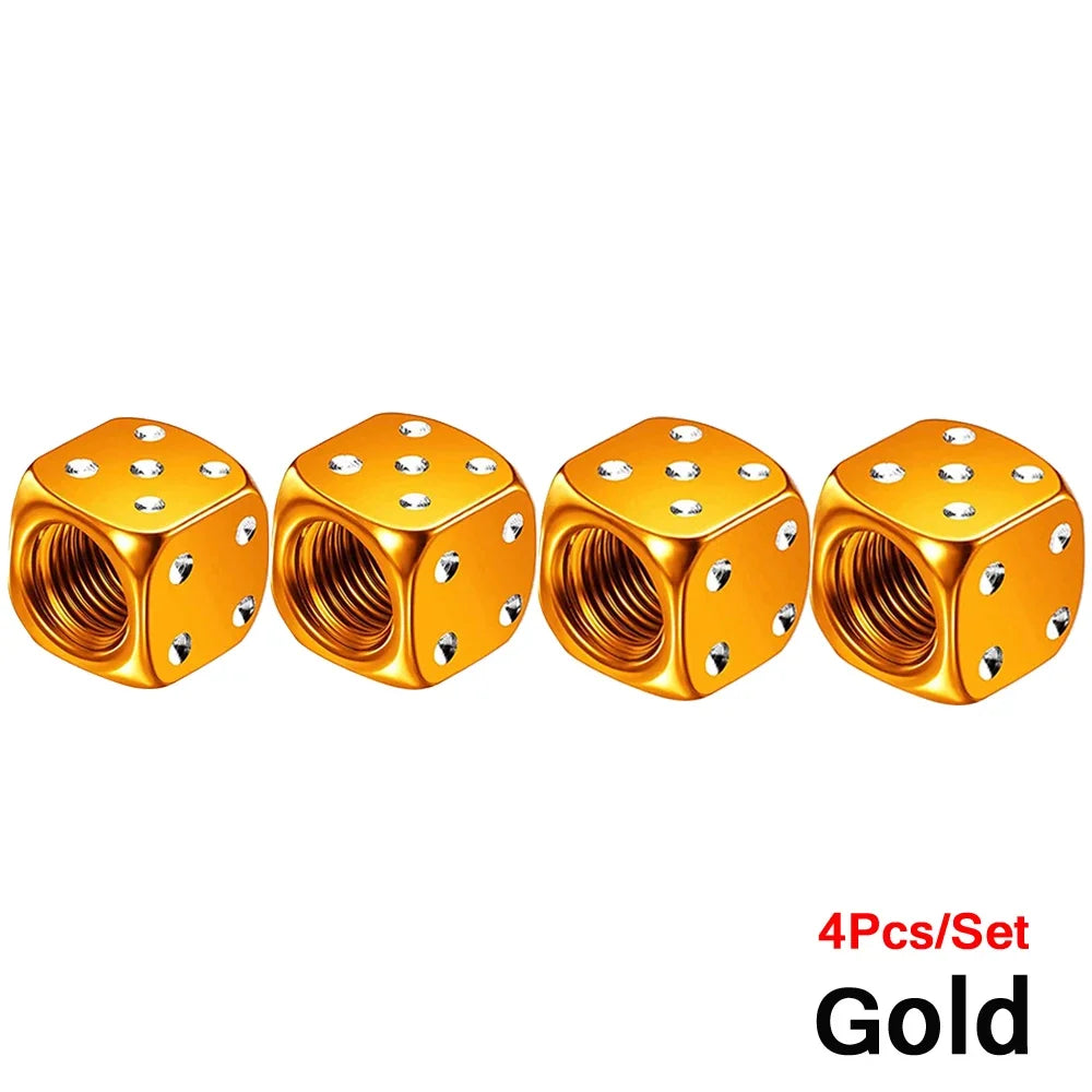 Aluminum Dice Tire Valve Caps – Set of 4