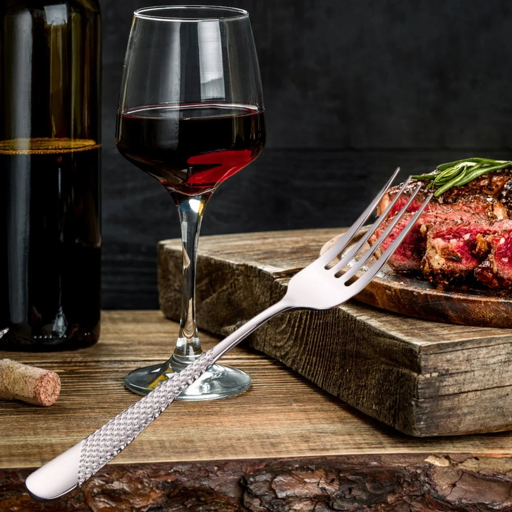 Hammered-Handle Stainless Steel Dinner Forks