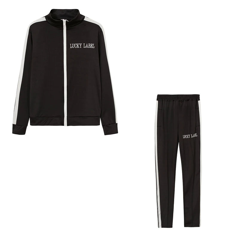 Women's Embroidered Zip-Up Top and Pants Set