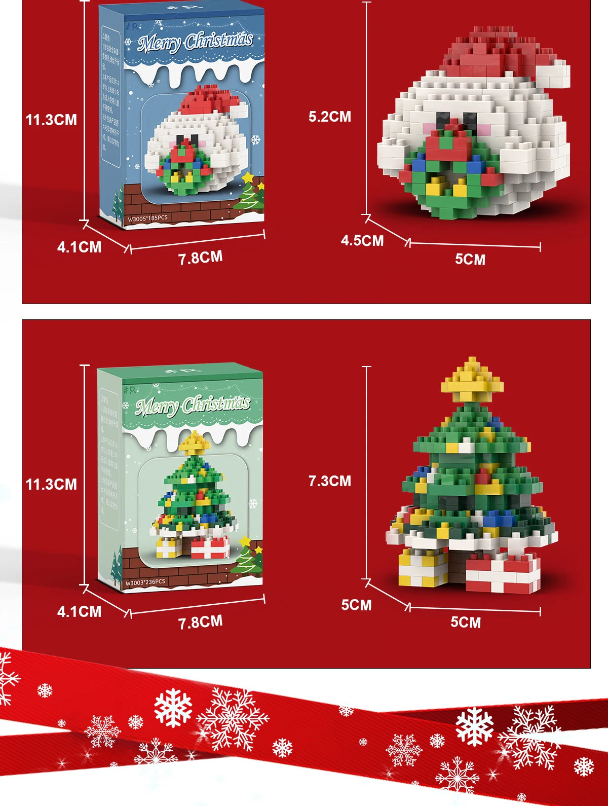Santa & Reindeer Holiday Micro Building Block Sets