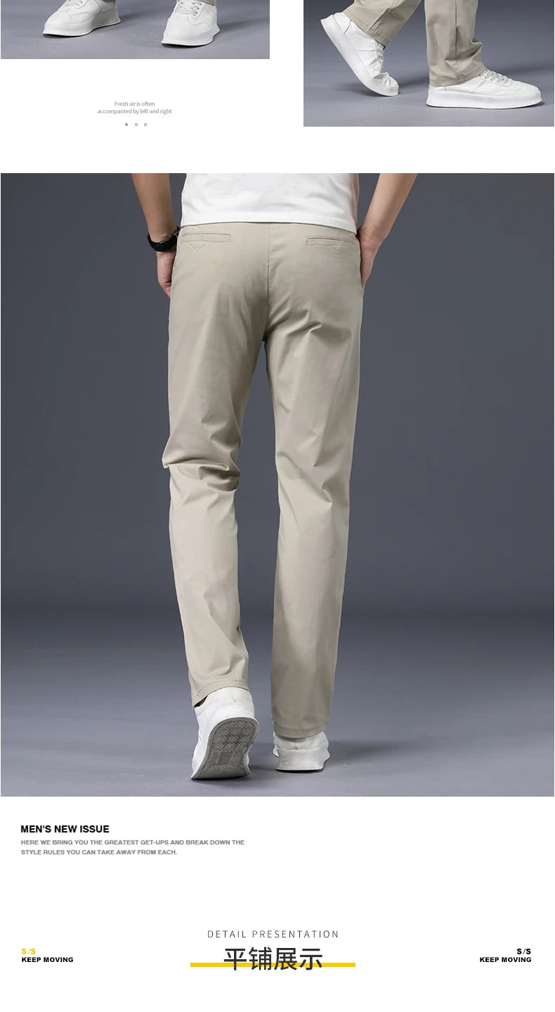 Men's Cotton-Blend Straight-Leg Stretch Pants