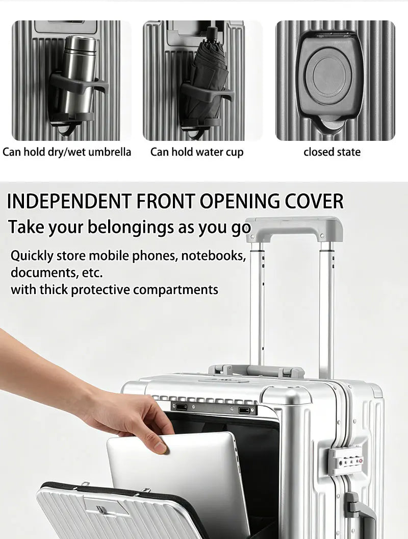 BunyFly Aluminum Frame Boarding Laptop Trolley Case 20 Inch Front Opening  Suitcase Cabin Luggage Bag Whispering Desires Shoppe