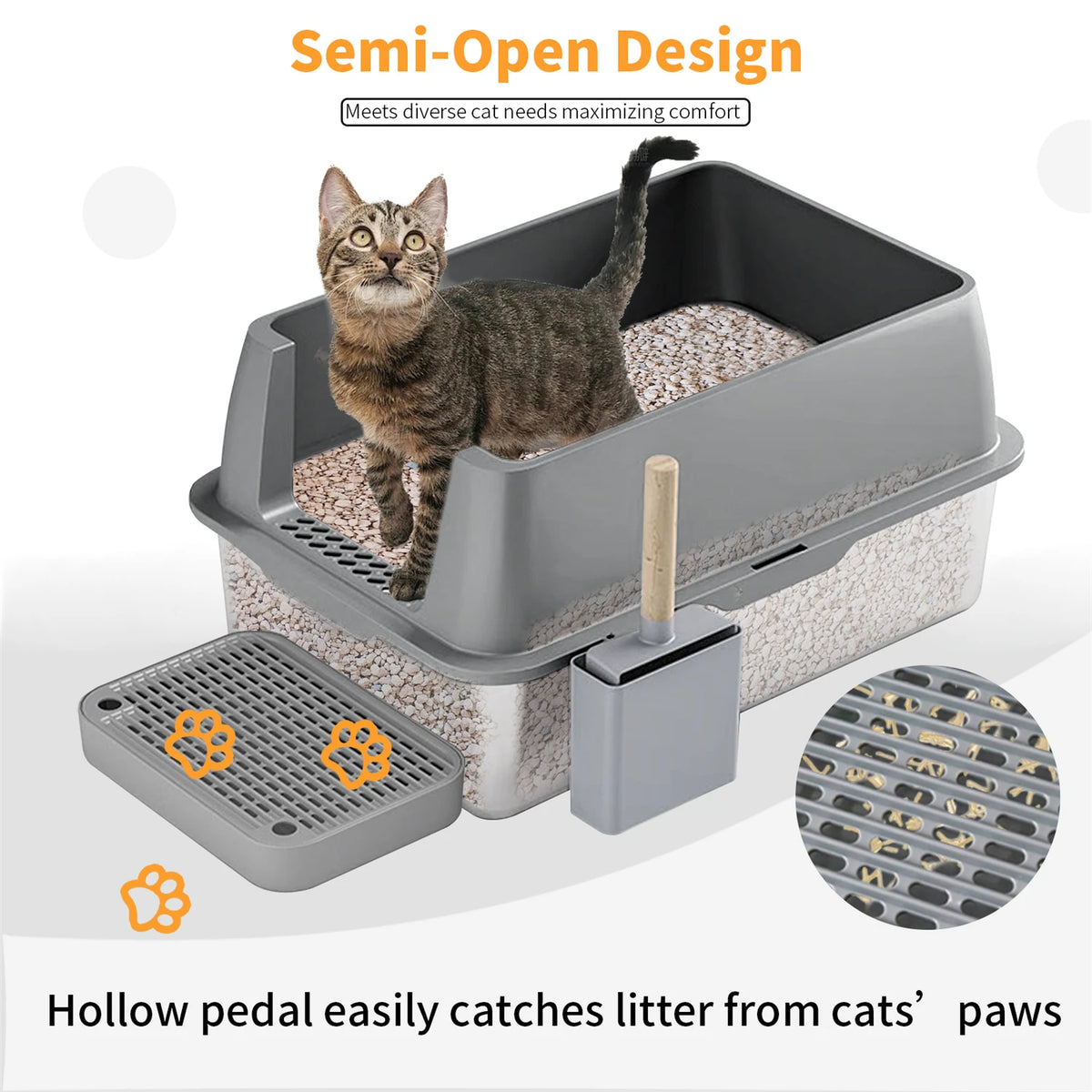 Enclosed Stainless Steel & ABS Cat Litter Box