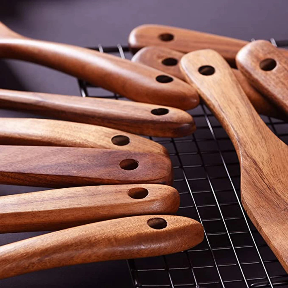Teak Wood Cooking Utensils — Assorted Sets
