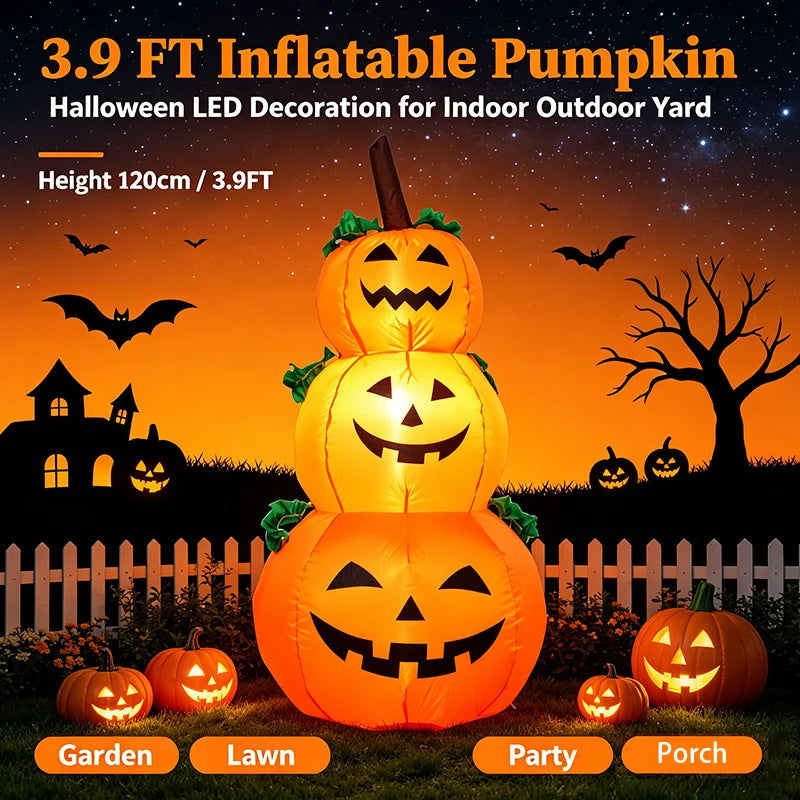 3.9-Foot LED Stacked Pumpkin Inflatable