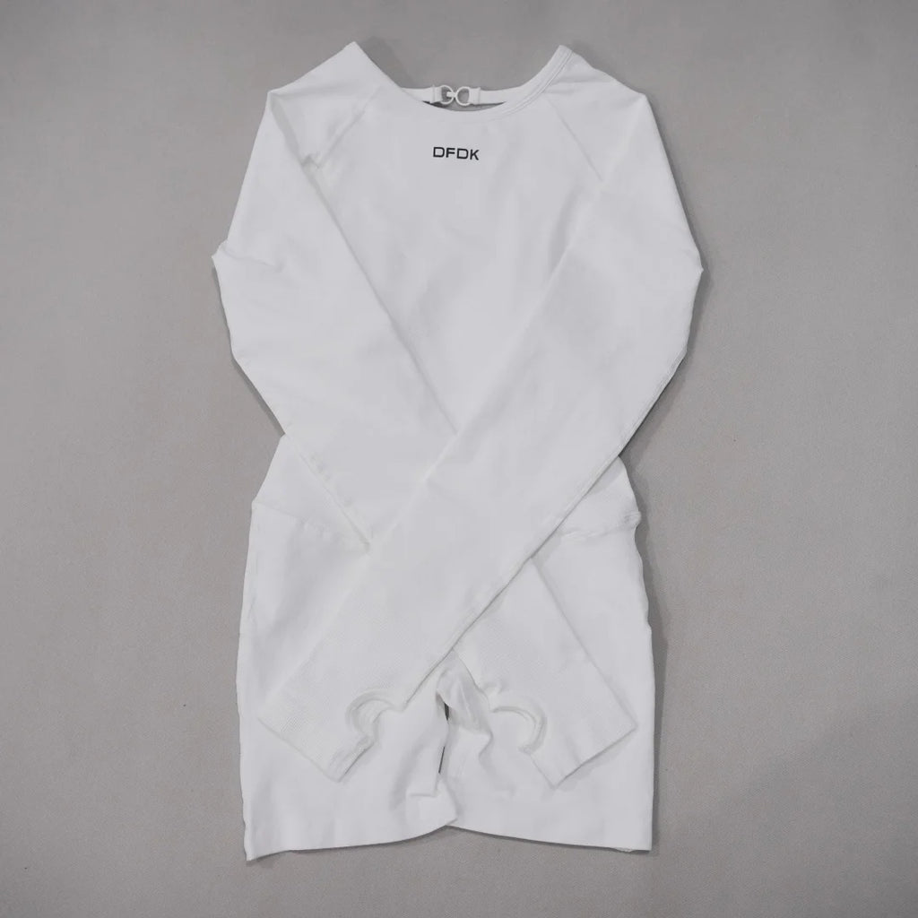Women's Long-Sleeve Backless Workout Romper