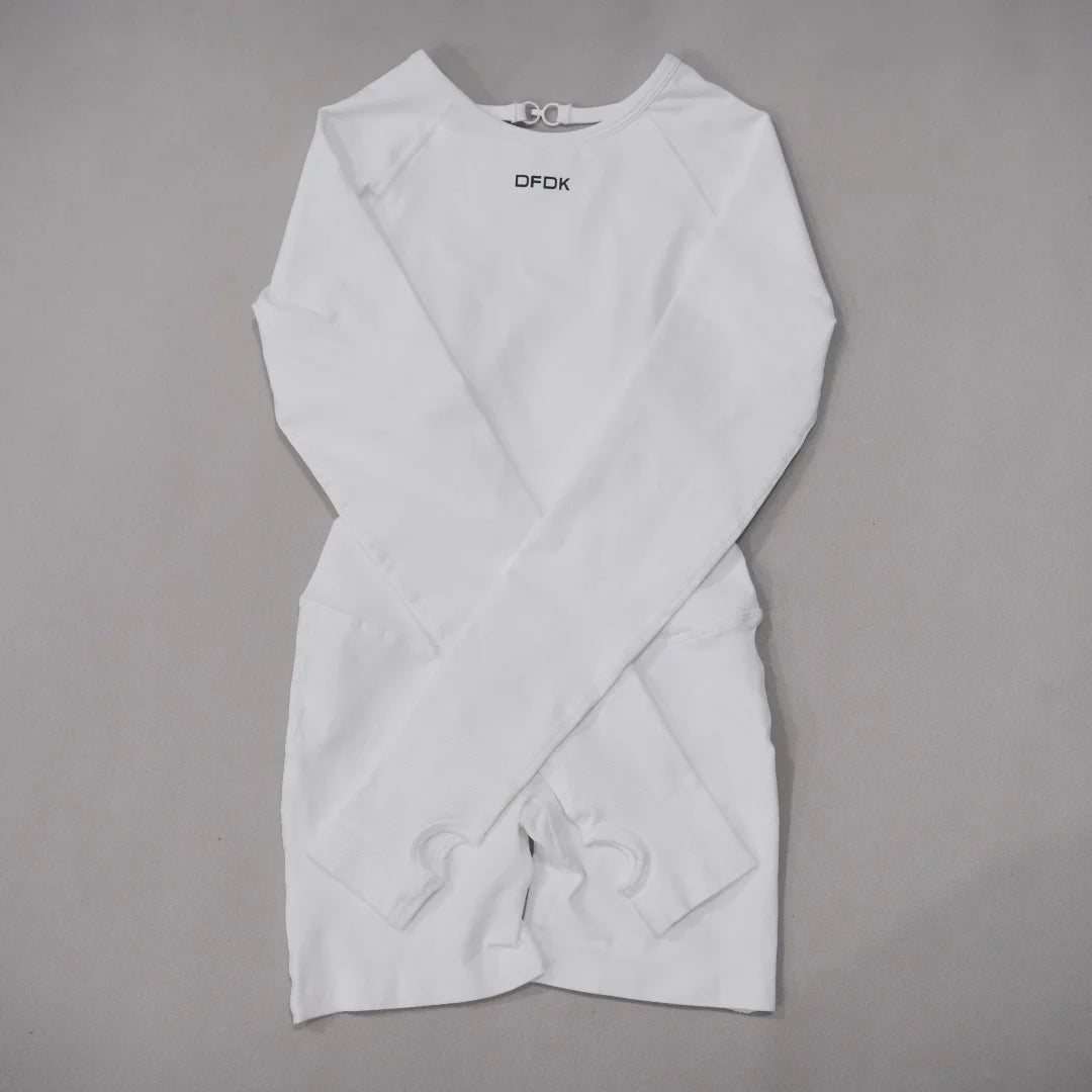 Women's Long-Sleeve Backless Workout Romper