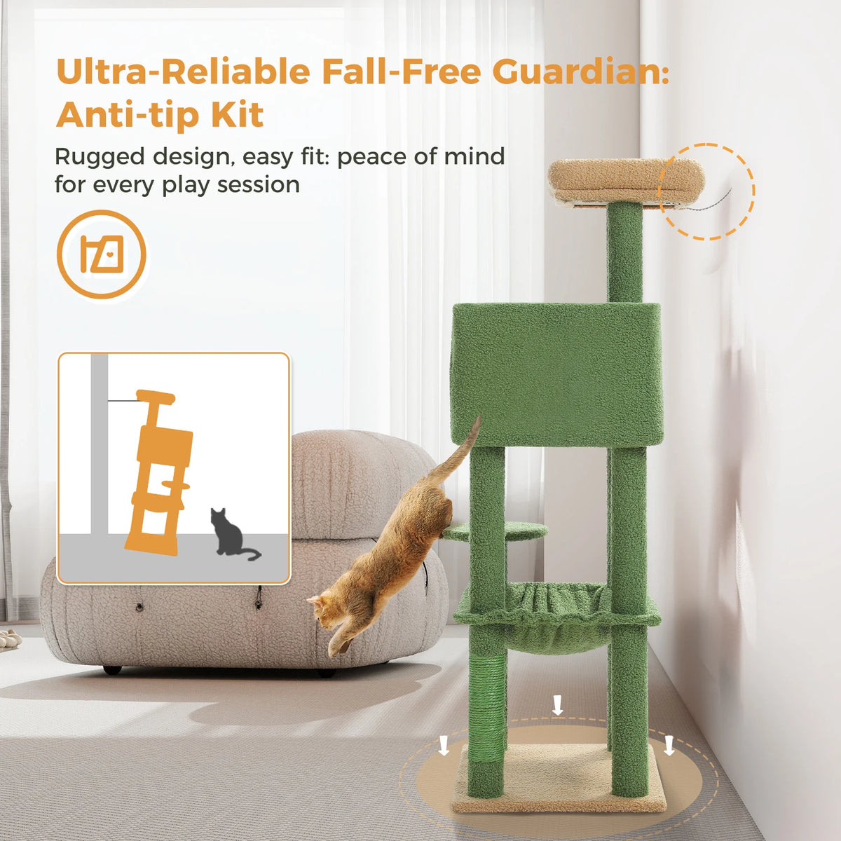 113cm Five-Level Cat Tree with Hammock & Condo