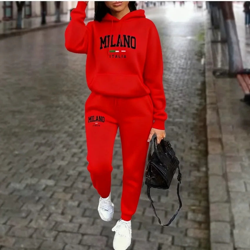 Women's Milano Letter-Print Top and Wide-Leg Pants Set