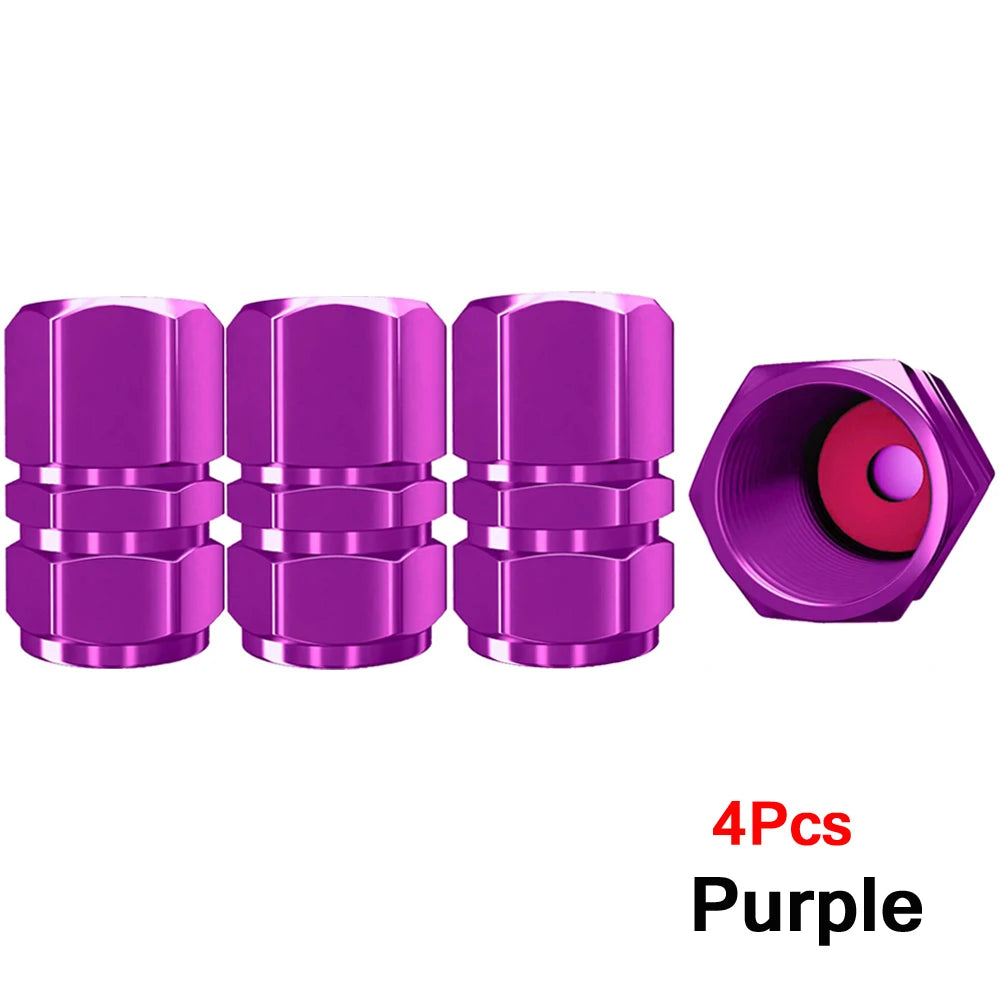 Aluminum Tire Valve Caps with Rubber Seals – Set of 4