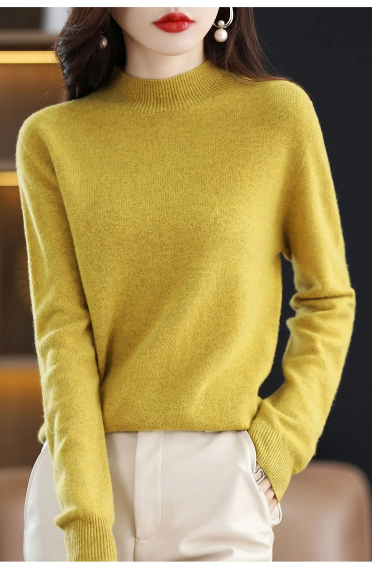 Women's Wool Mock-Neck Knit Sweater