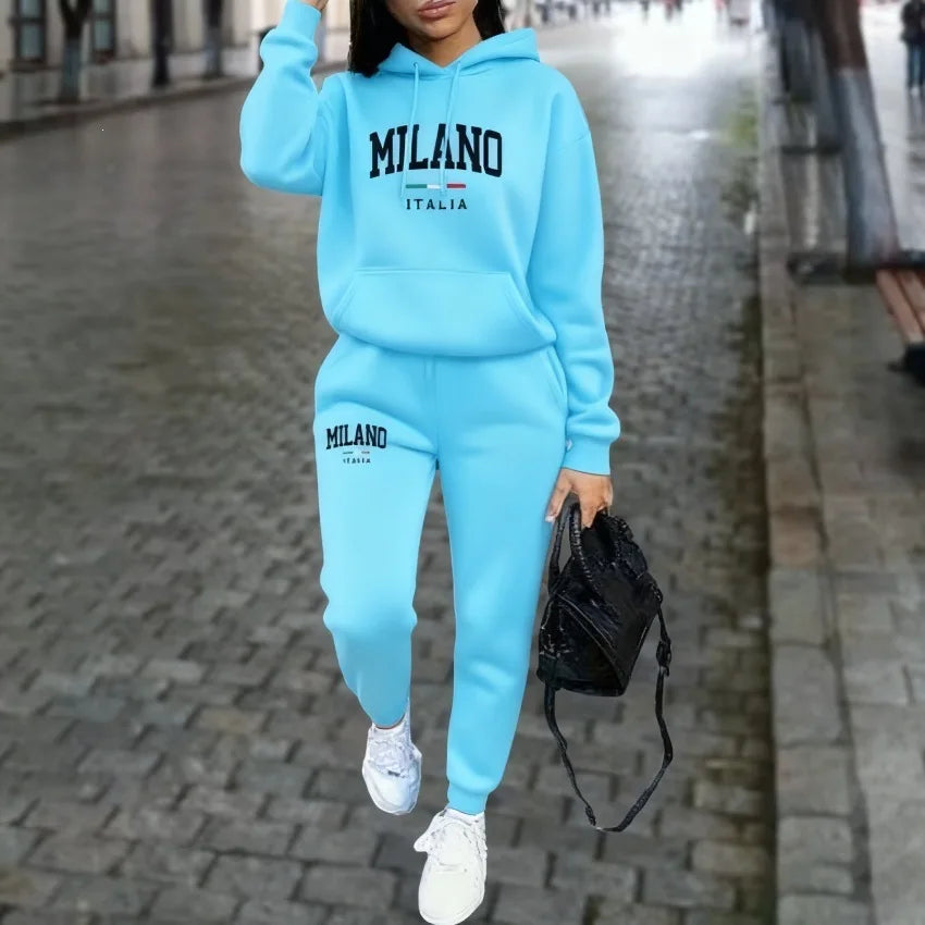 Women's Milano Letter-Print Top and Wide-Leg Pants Set