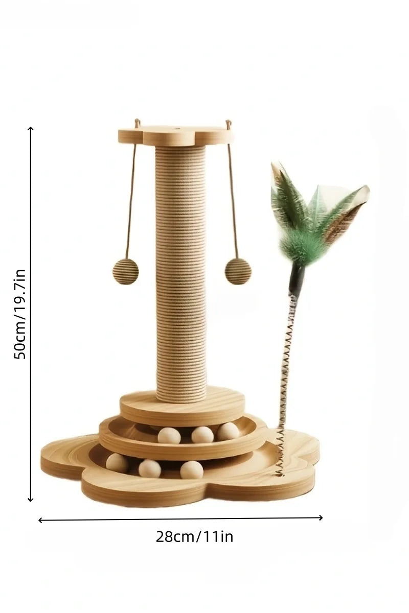 Wooden Cat Scratching Board with Rotating Platform